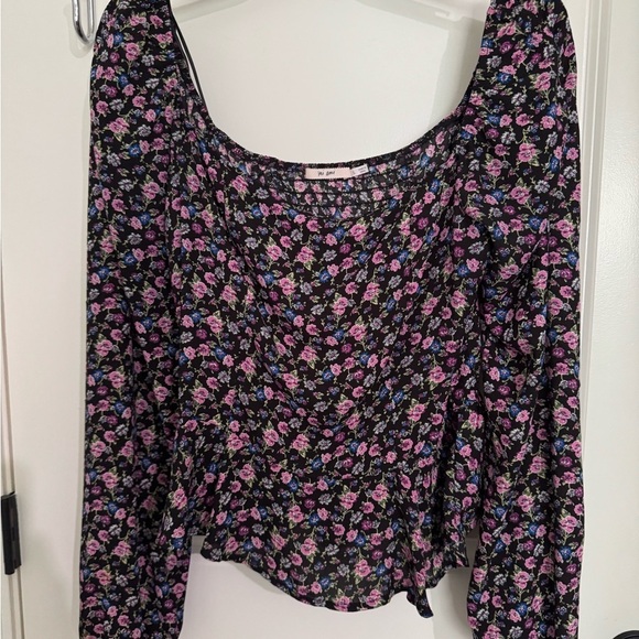 miami Tops - Miami Black and Pink Fitted Peplum Crop Blouse